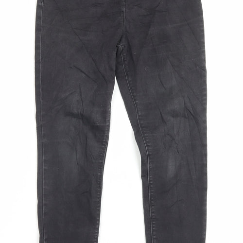 Papaya Womens Grey Cotton Skinny Jeans Size 12 L28 in Regular Button