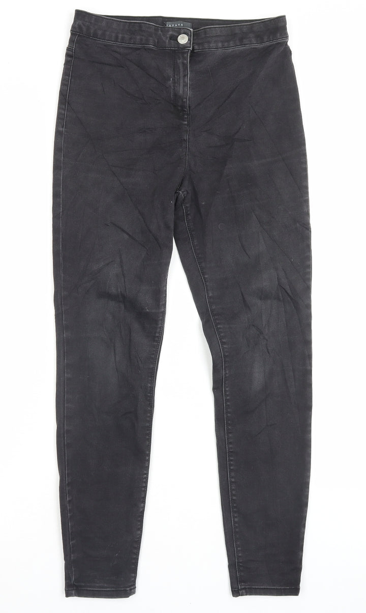 Papaya Womens Grey Cotton Skinny Jeans Size 12 L28 in Regular Button