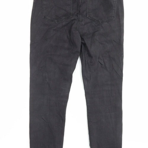 Papaya Womens Grey Cotton Skinny Jeans Size 12 L28 in Regular Button