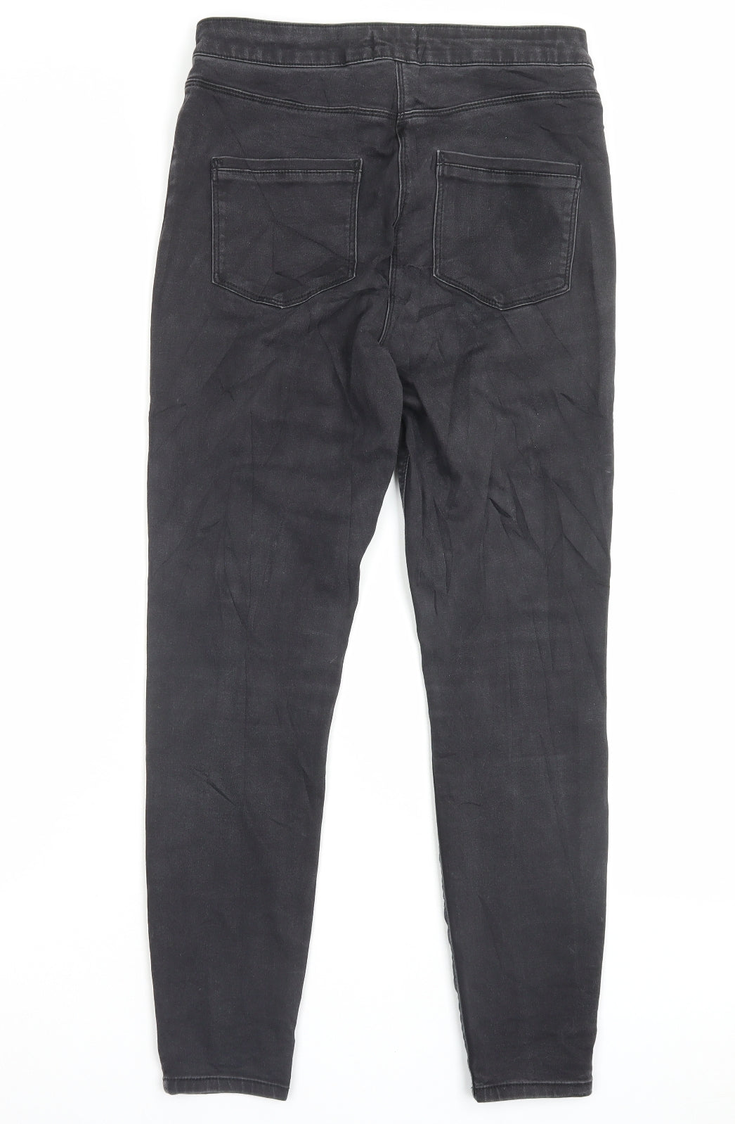Papaya Womens Grey Cotton Skinny Jeans Size 12 L28 in Regular Button