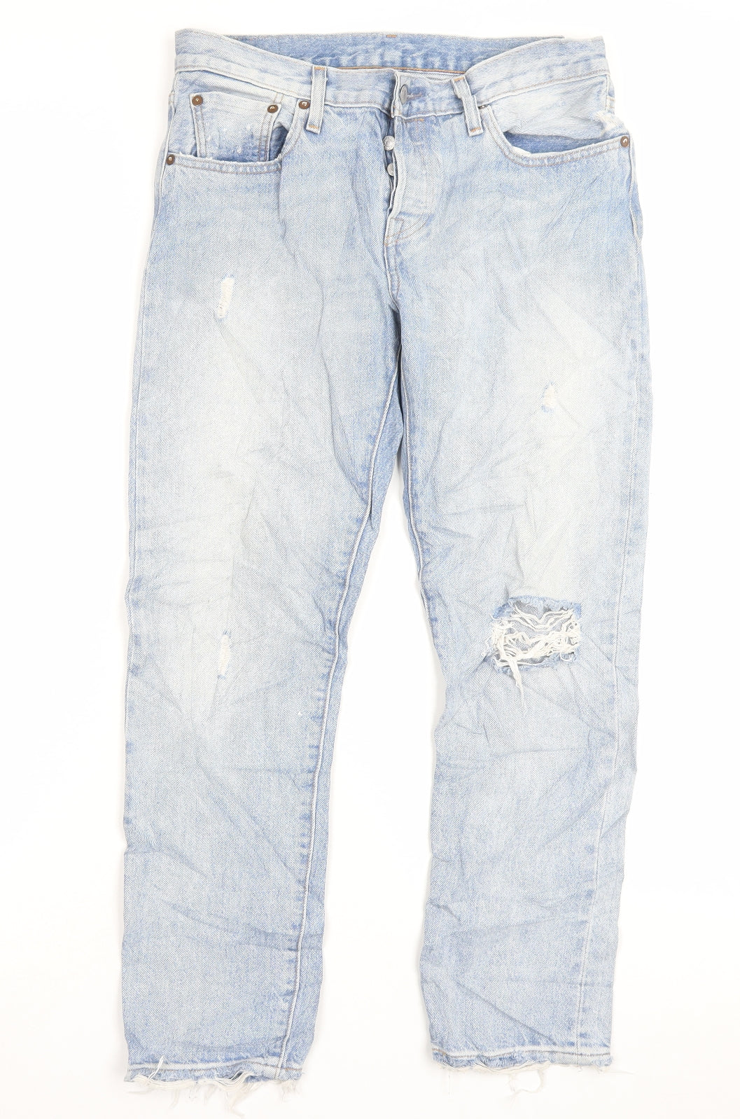 Signature by Levi Strauss & Co. Womens Blue Cotton Straight Jeans Size 32 in L28 in Regular Button