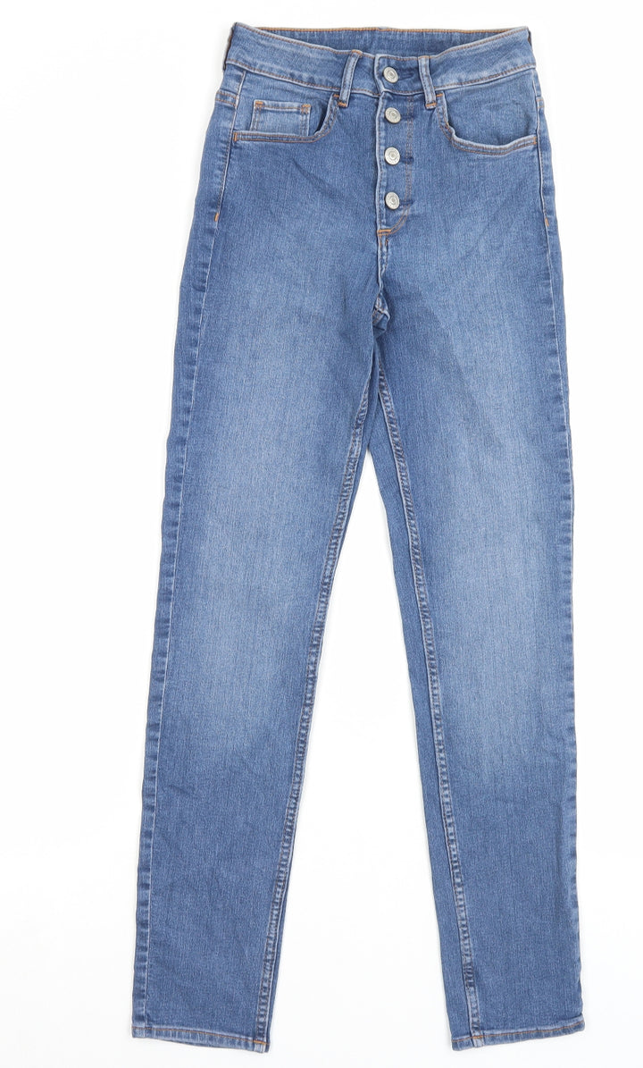 H&M Womens Blue Cotton Skinny Jeans Size 25 in L28 in Regular Button