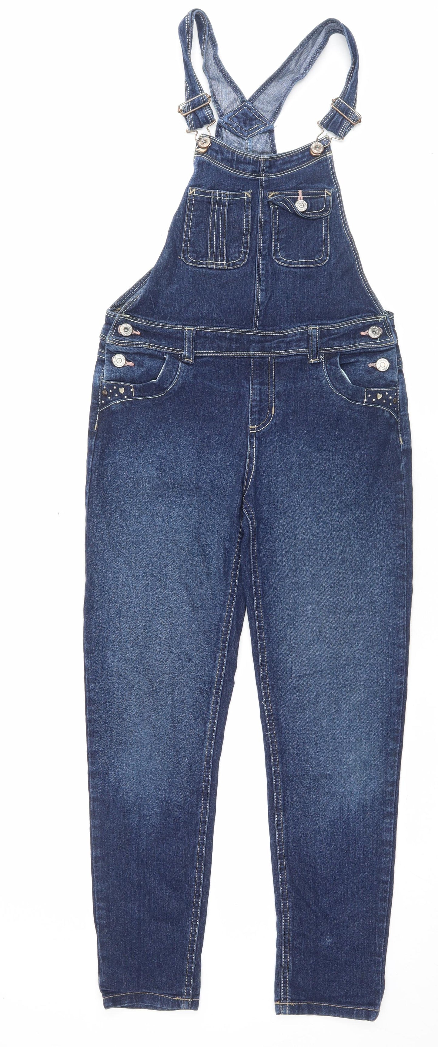Jordache Womens Blue Cotton Dungaree One-Piece Size 10 Buckle