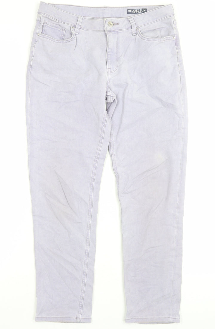 Marks and Spencer Womens Purple Cotton Straight Jeans Size 12 L27 in Regular Button