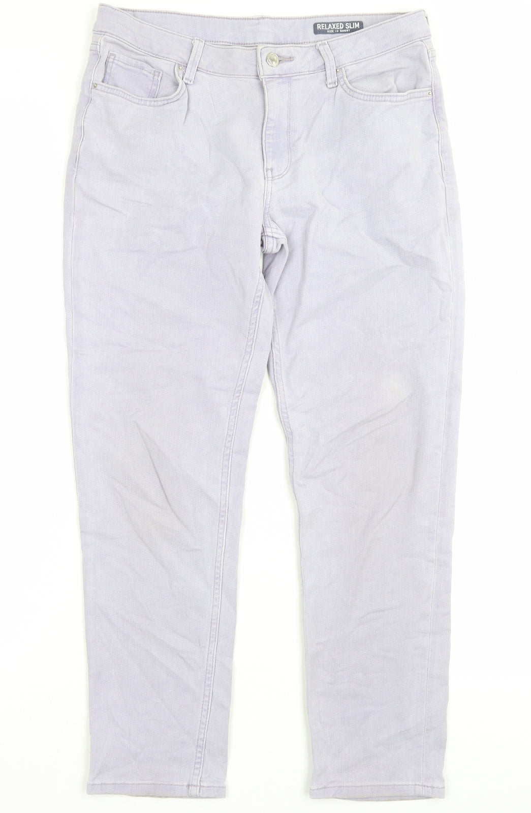 Marks and Spencer Womens Purple Cotton Straight Jeans Size 12 L27 in Regular Button