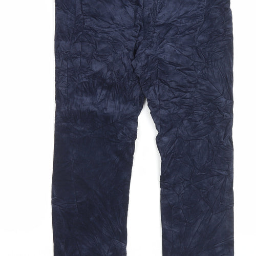 Marks and Spencer Womens Blue Cotton Trousers Size 14 L28 in Regular Button
