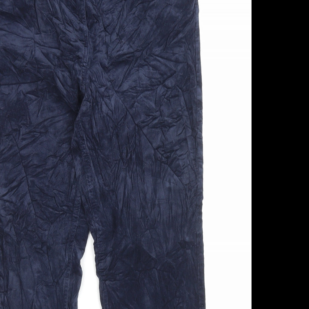 Marks and Spencer Womens Blue Cotton Trousers Size 14 L28 in Regular Button