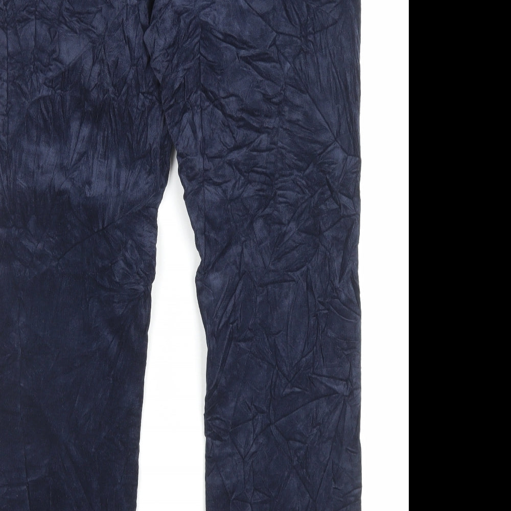 Marks and Spencer Womens Blue Cotton Trousers Size 14 L28 in Regular Button