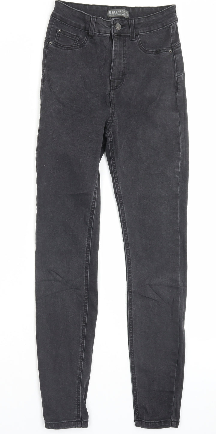 Denim & Co. Womens Black Cotton Skinny Jeans Size 10 L29 in Regular Button