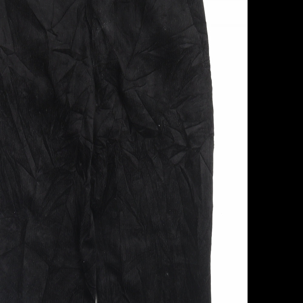 Marks and Spencer Mens Black Cotton Trousers Size 34 in L29 in Regular Button - Short Leg