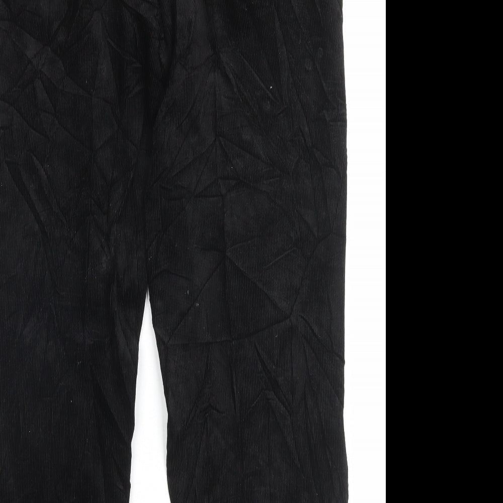Marks and Spencer Mens Black Cotton Trousers Size 34 in L29 in Regular Button - Short Leg
