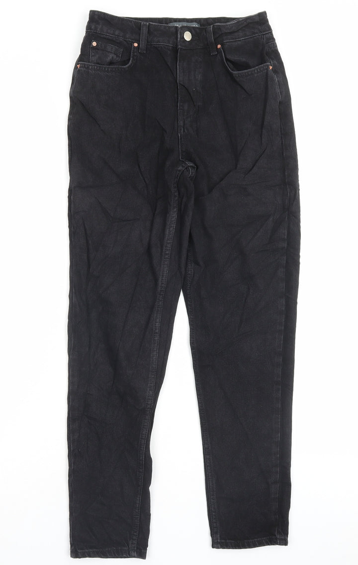 Denim & Co. Womens Black Cotton Straight Jeans Size 8 L27 in Regular Button