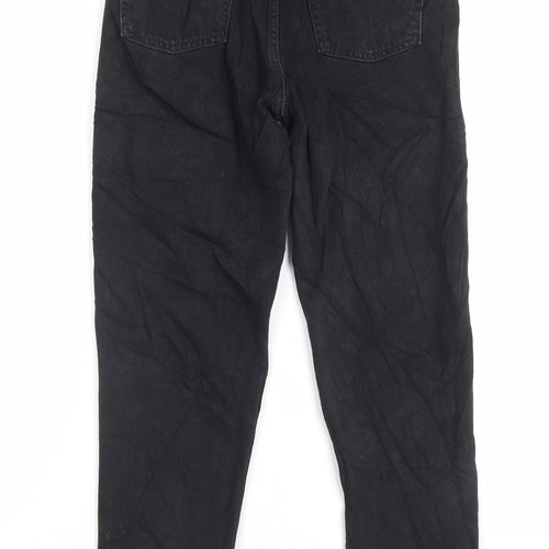 Denim & Co. Womens Black Cotton Straight Jeans Size 8 L27 in Regular Button