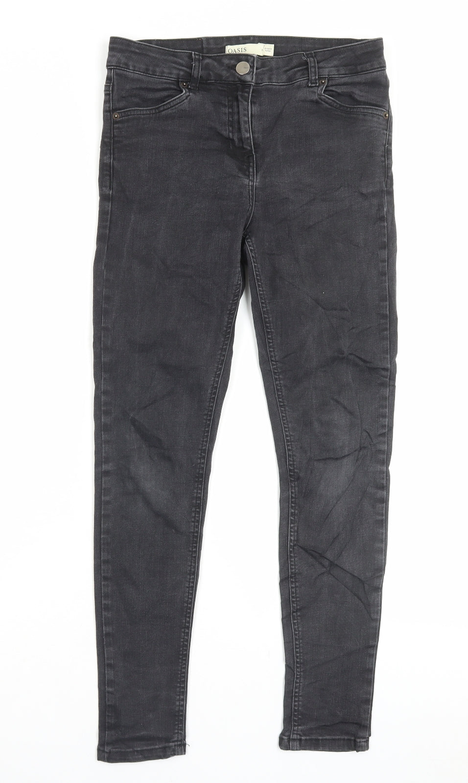 Oasis Womens Black Cotton Skinny Jeans Size 10 L27 in Regular Button