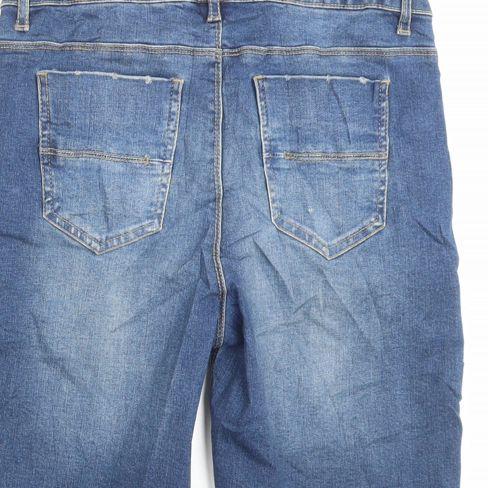 Denim & Co. Womens Blue Cotton Bermuda Shorts Size 8 L9 in Regular Button