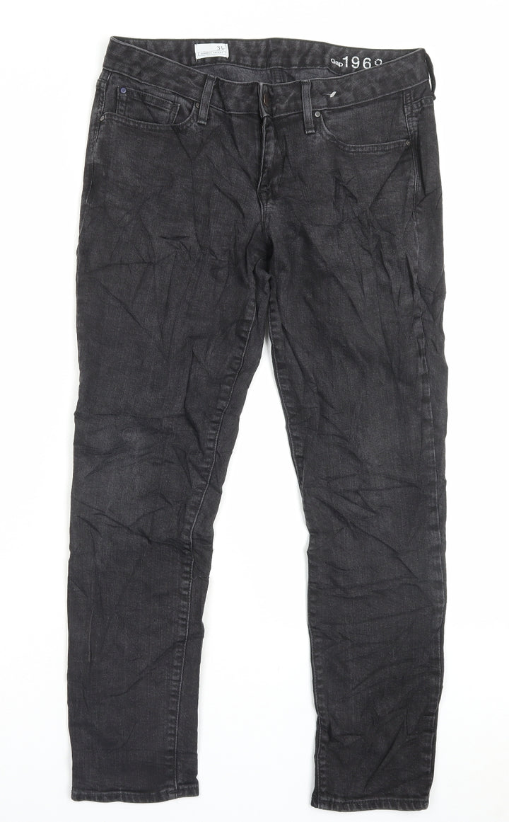 Gap Mens Black Cotton Straight Jeans Size 31 in L29 in Regular Button - Short Leg