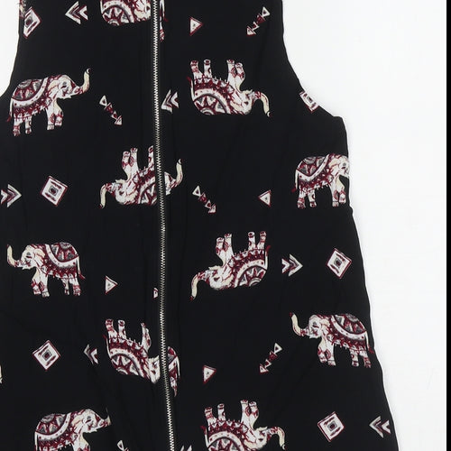 Paramour Womens Black Geometric Viscose Basic Tank Size S Scoop Neck - Elephants