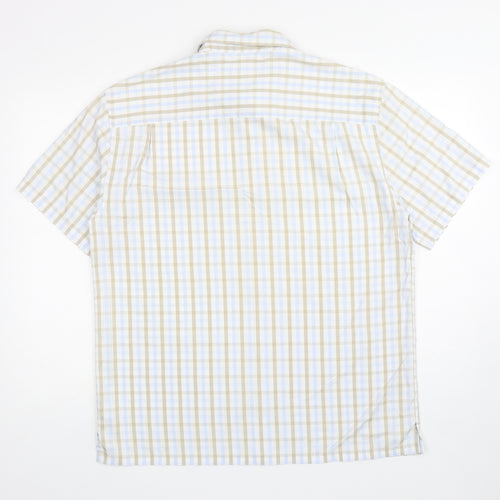 NEXT Mens White Plaid Cotton Button-Up Size L Collared Button