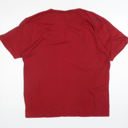 Bench Mens Red Cotton T-Shirt Size L V-Neck - Bench