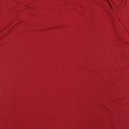 Bench Mens Red Cotton T-Shirt Size L V-Neck - Bench