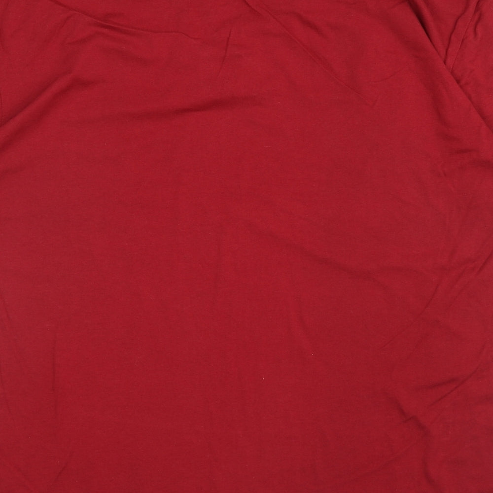 Bench Mens Red Cotton T-Shirt Size L V-Neck - Bench