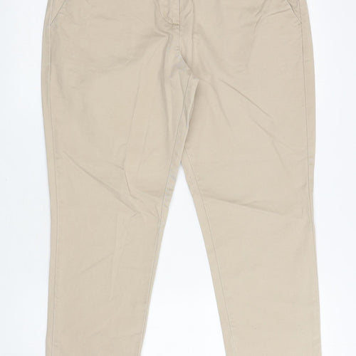 NEXT Womens Beige Cotton Chino Trousers Size 12 L27 in Regular Zip