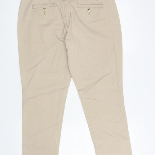NEXT Womens Beige Cotton Chino Trousers Size 12 L27 in Regular Zip