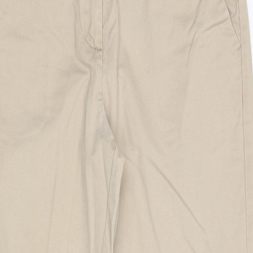 NEXT Womens Beige Cotton Chino Trousers Size 12 L27 in Regular Zip