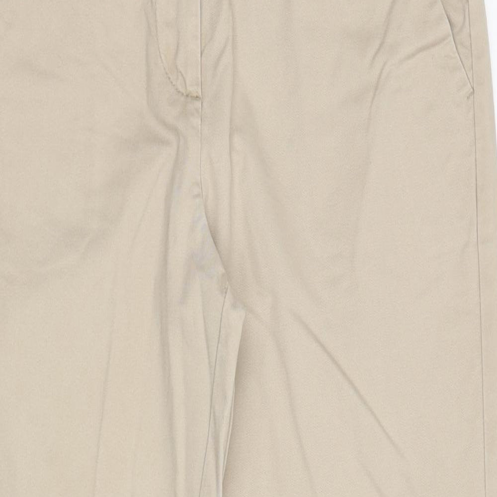 NEXT Womens Beige Cotton Chino Trousers Size 12 L27 in Regular Zip