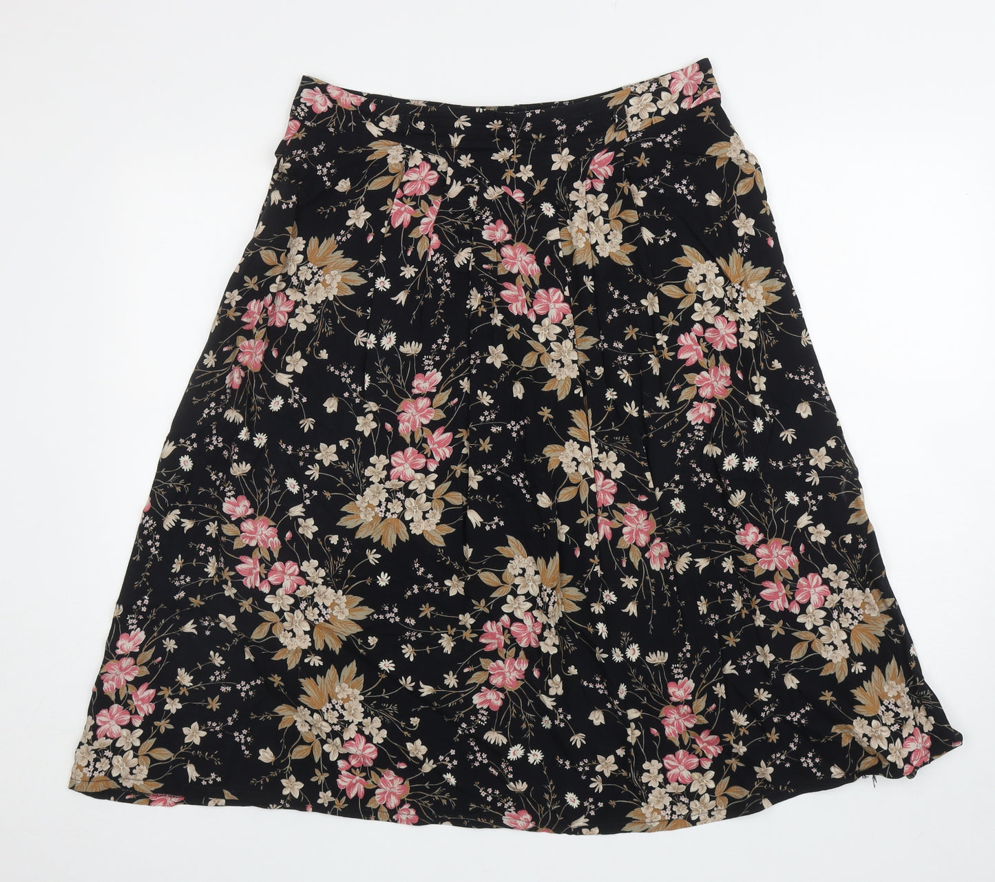 Linzi Womens Black Floral Viscose A-Line Skirt Size 18 Zip