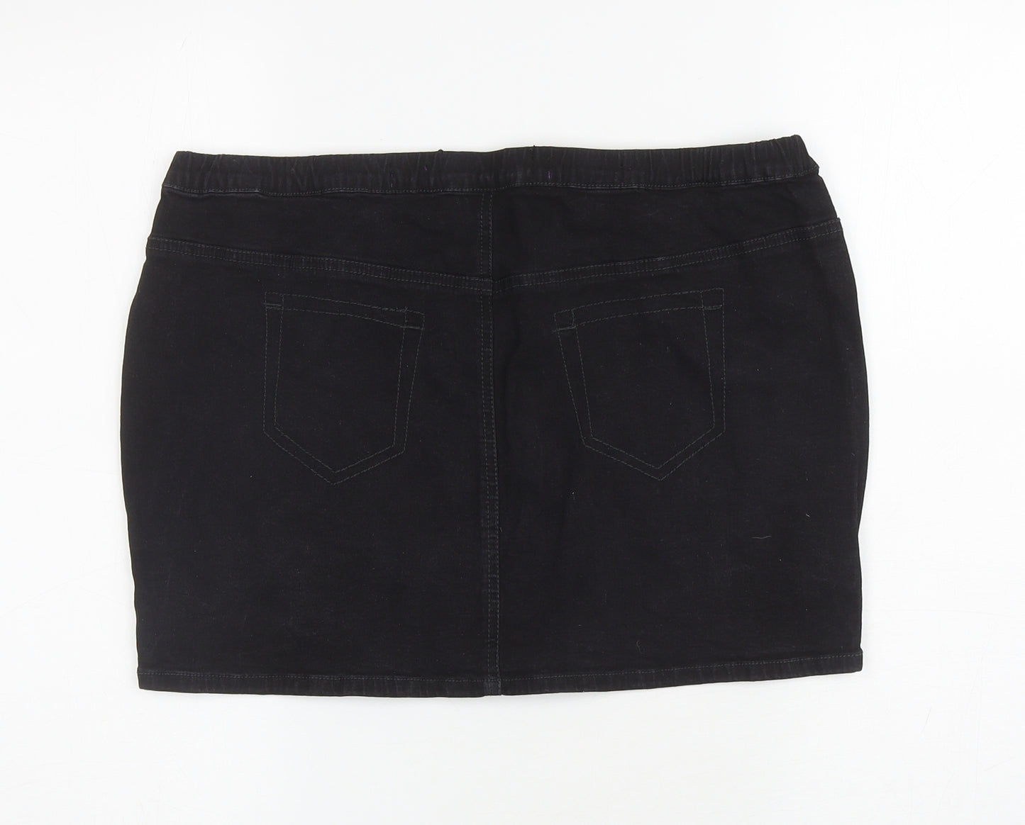 Internacionale Womens Black Cotton Mini Skirt Size 16