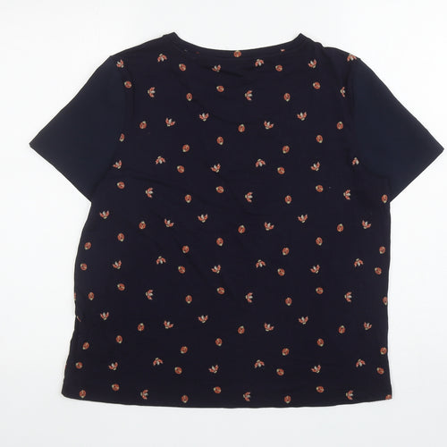 Marks and Spencer Womens Blue Geometric Viscose Basic T-Shirt Size 12 Round Neck - Ladybirds