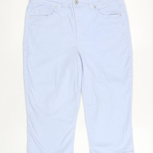 Style & Co Womens Blue Cotton Cropped Trousers Size 8 L20 in Regular Zip