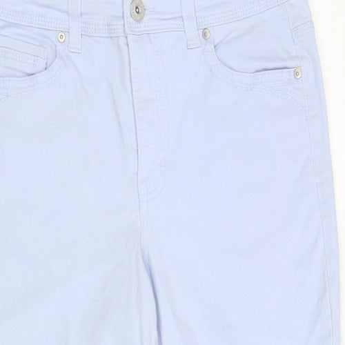 Style & Co Womens Blue Cotton Cropped Trousers Size 8 L20 in Regular Zip