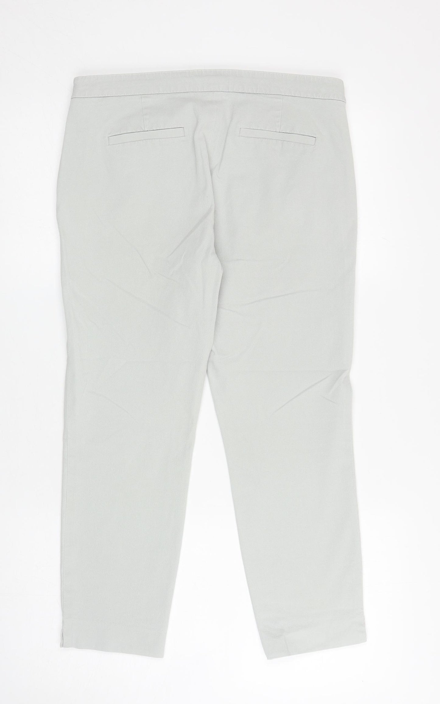 J.CREW Womens Grey Cotton Cropped Trousers Size 10 L23 in Regular Zip