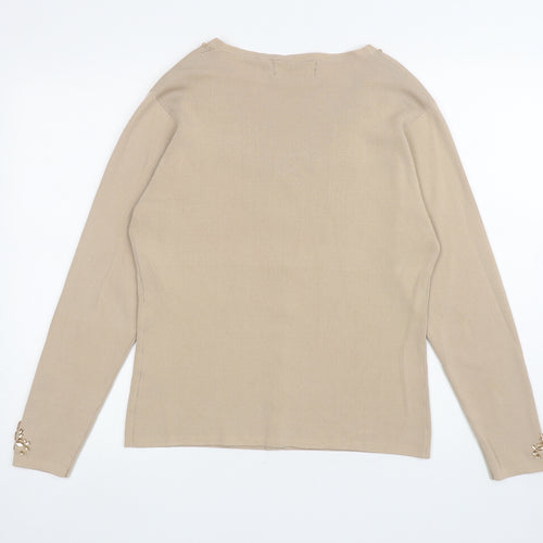 Reflect Womens Beige V-Neck Viscose Cardigan Jumper Size M