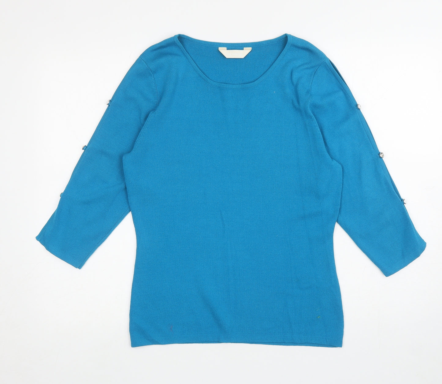 For Women Womens Blue Round Neck Viscose Pullover Jumper Size 16 - Cut out arms