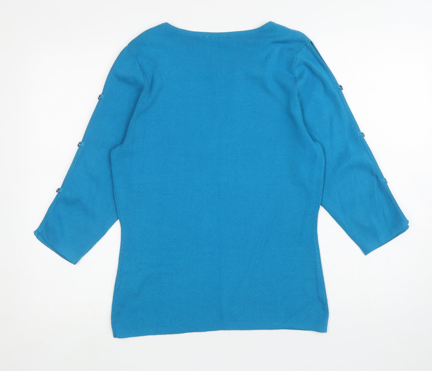For Women Womens Blue Round Neck Viscose Pullover Jumper Size 16 - Cut out arms
