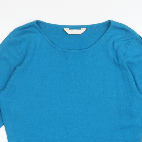 For Women Womens Blue Round Neck Viscose Pullover Jumper Size 16 - Cut out arms