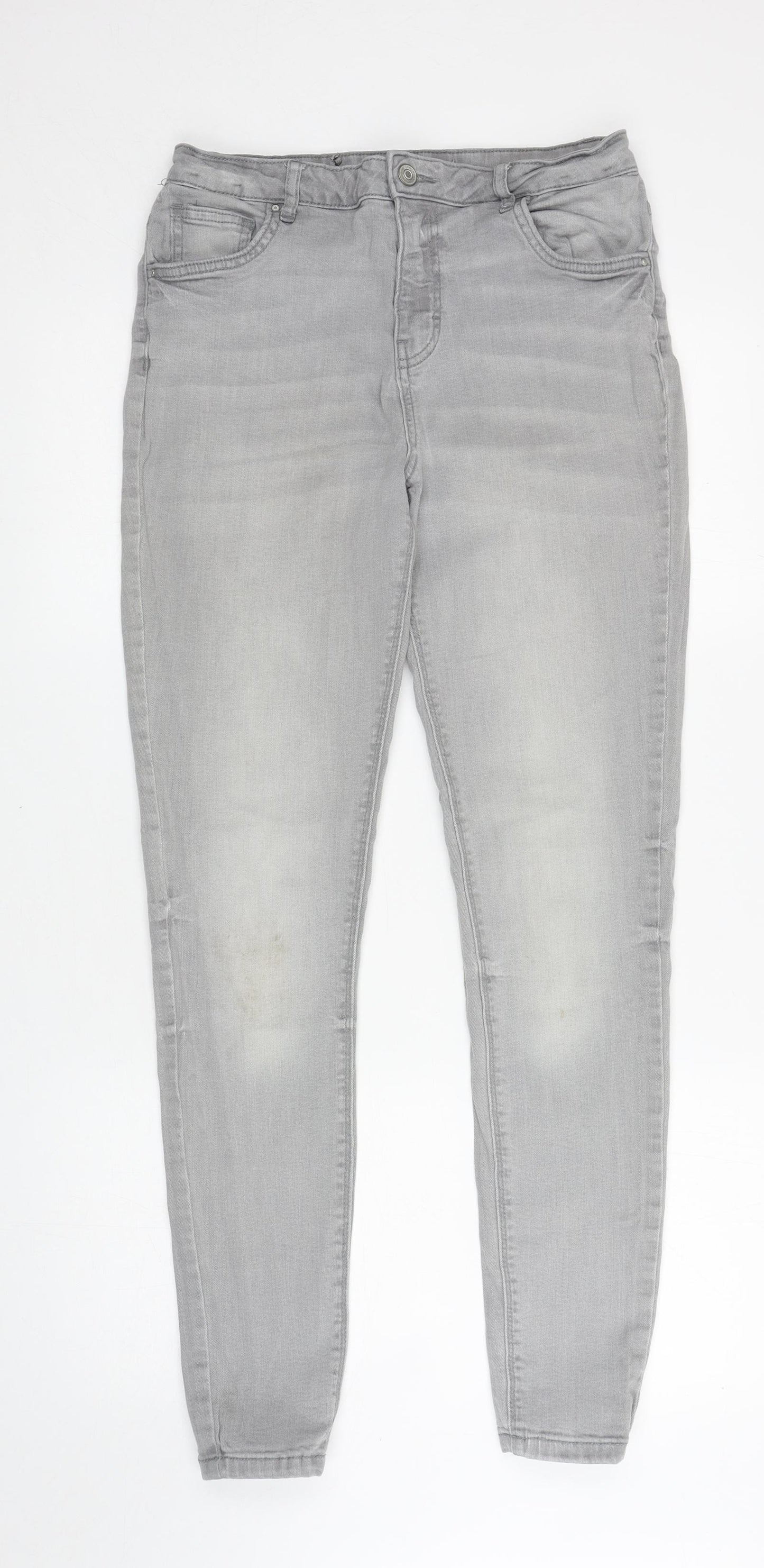 Denim & Co Womens Grey Cotton Skinny Jeans Size 14 L30 in Regular Zip