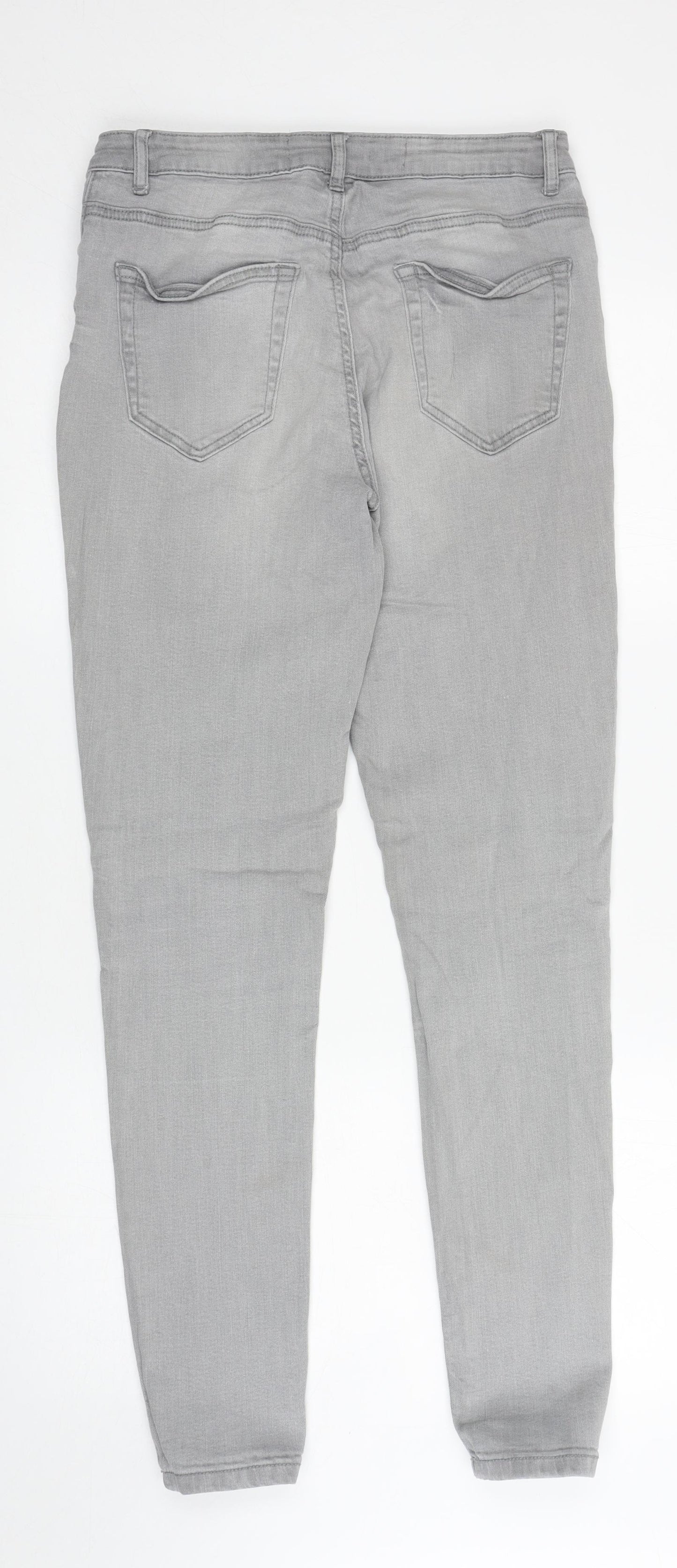 Denim & Co Womens Grey Cotton Skinny Jeans Size 14 L30 in Regular Zip