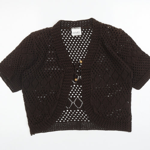 Remel London Womens Brown V-Neck Cotton Cardigan Jumper Size L - Tie