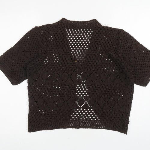 Remel London Womens Brown V-Neck Cotton Cardigan Jumper Size L - Tie