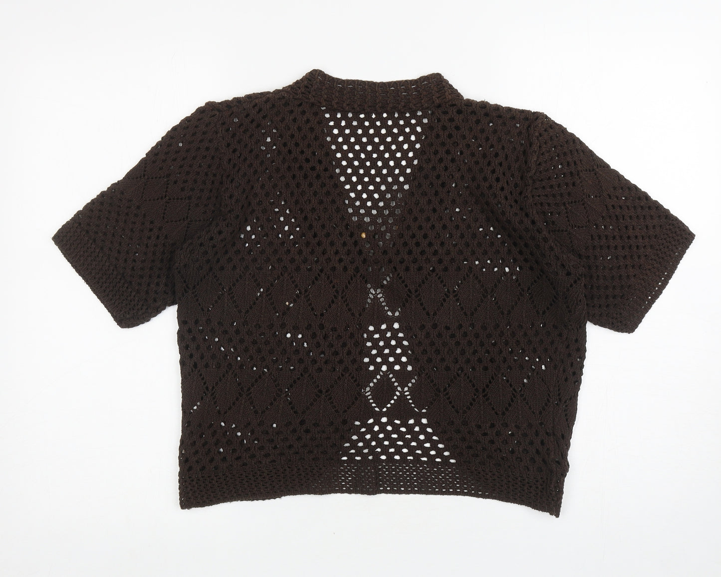 Remel London Womens Brown V-Neck Cotton Cardigan Jumper Size L - Tie