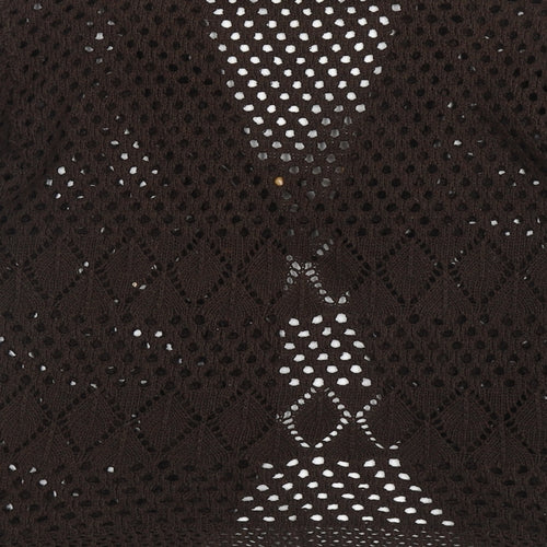 Remel London Womens Brown V-Neck Cotton Cardigan Jumper Size L - Tie