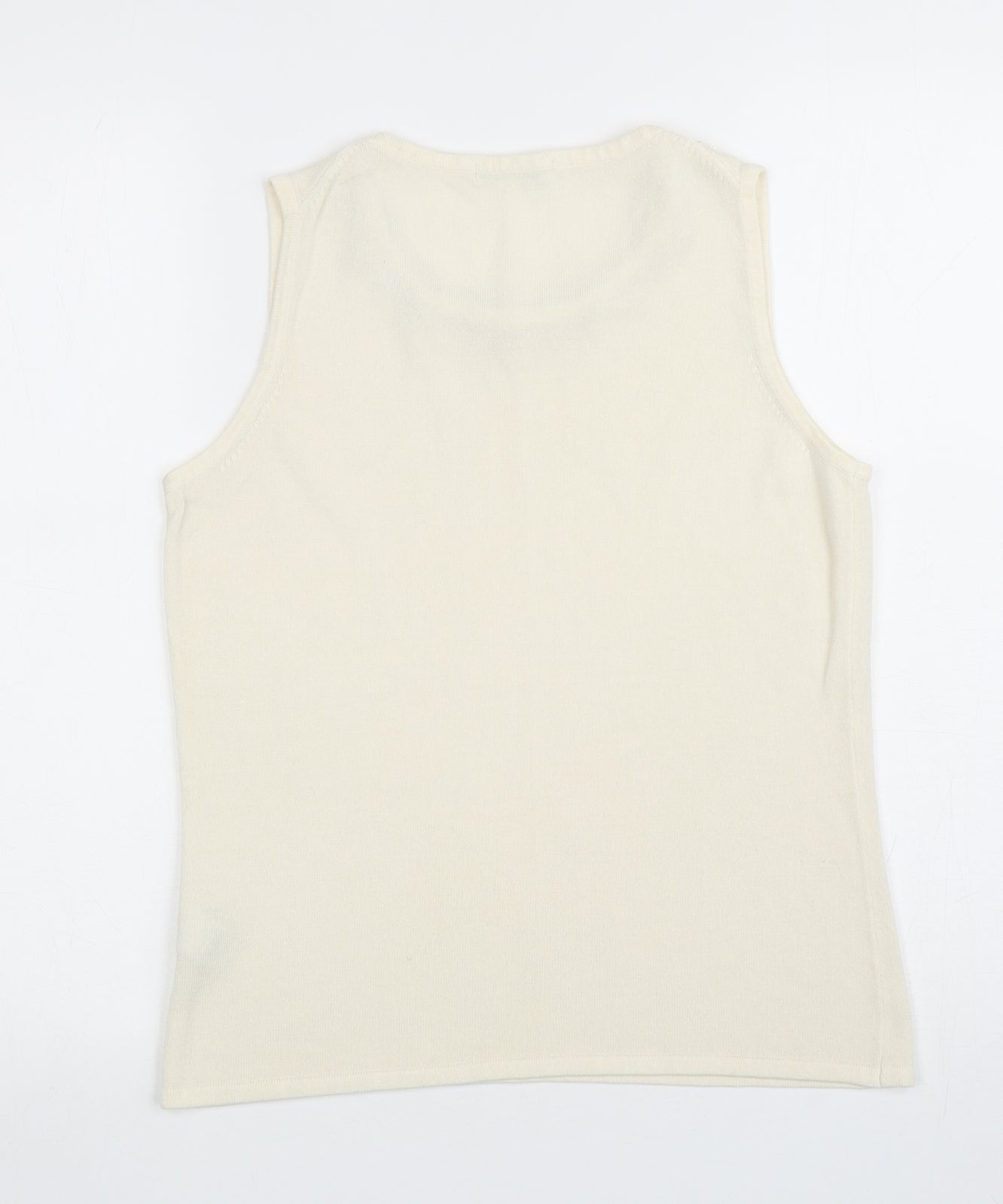 Marks and Spencer Womens Ivory Acrylic Basic Tank Size 16 Round Neck - Embellished Neckline
