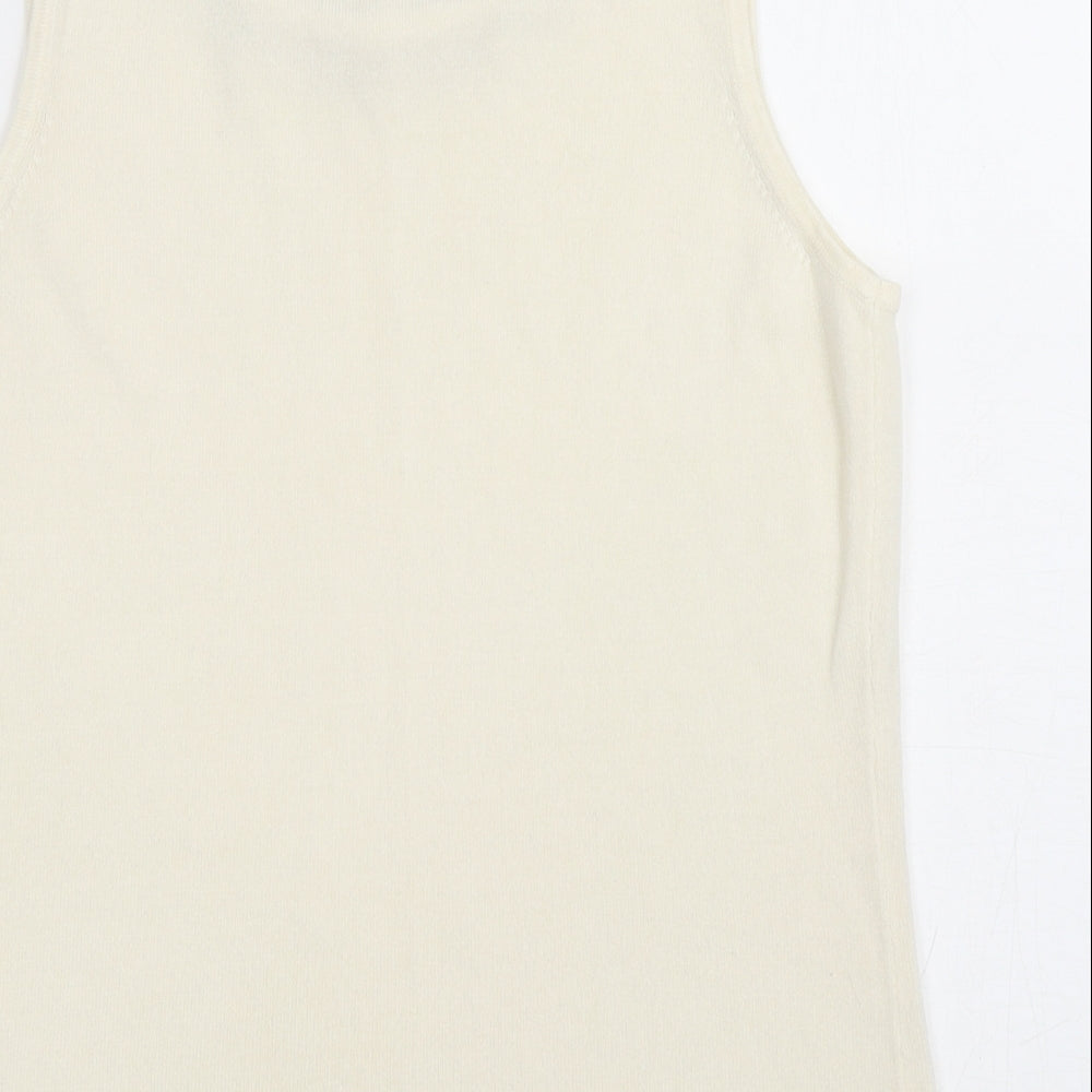 Marks and Spencer Womens Ivory Acrylic Basic Tank Size 16 Round Neck - Embellished Neckline