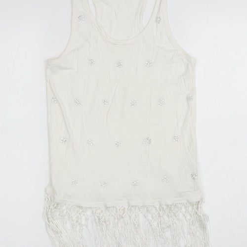 Atmosphere Womens Ivory Cotton Basic Tank Size 6 Scoop Neck