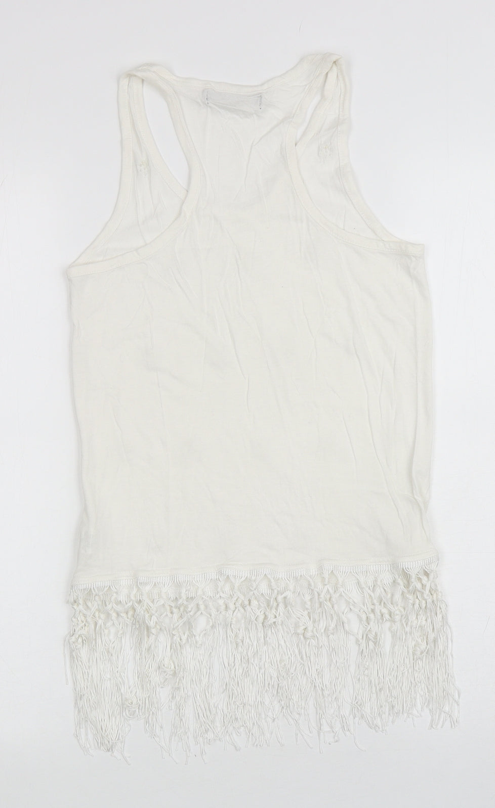 Atmosphere Womens Ivory Cotton Basic Tank Size 6 Scoop Neck