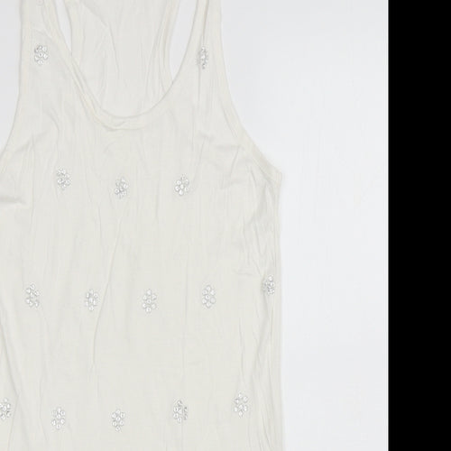Atmosphere Womens Ivory Cotton Basic Tank Size 6 Scoop Neck